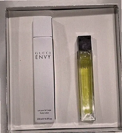 Gucci ENVY Eau de Toilette Perfume Scannon Body Lotion 1.7oz 6.8oz 2X SET BOXED