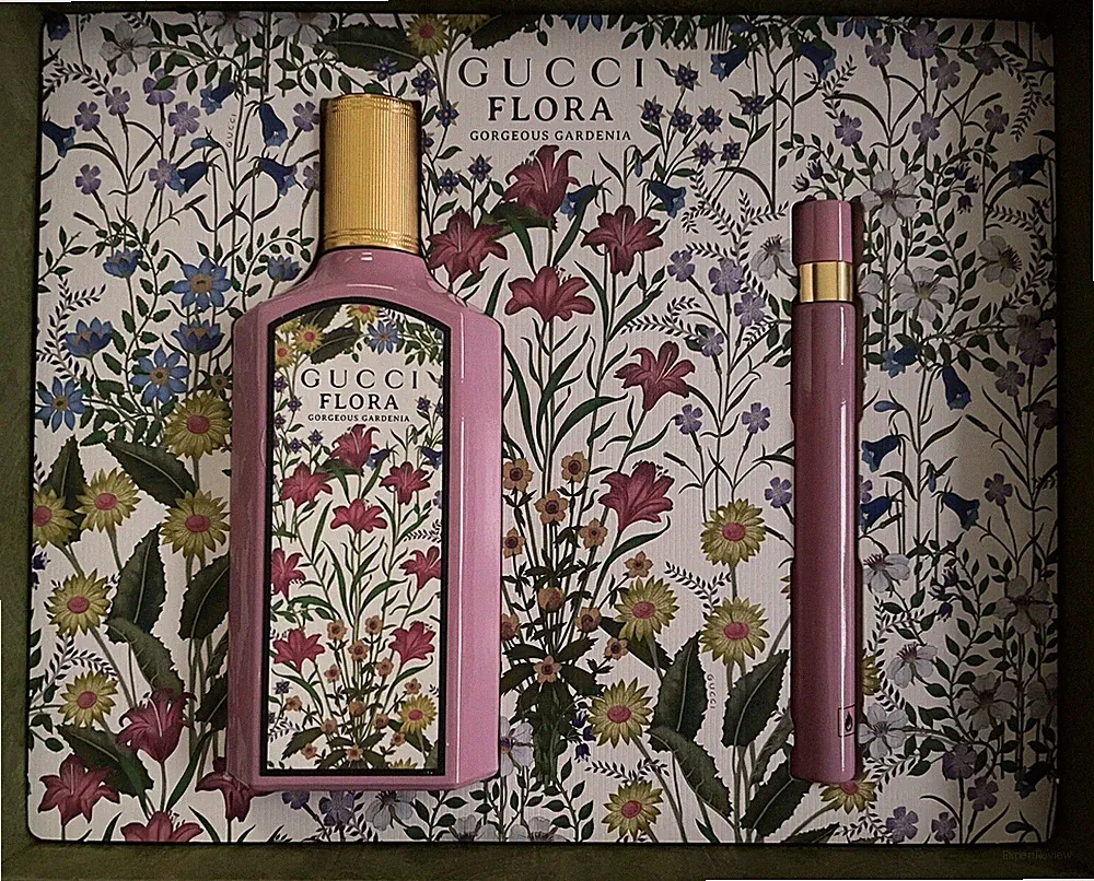 Gucci Flora Gorgeous Gardenia Women Perfume Spring Gift Set 2pc Set 3.3oz .33oz