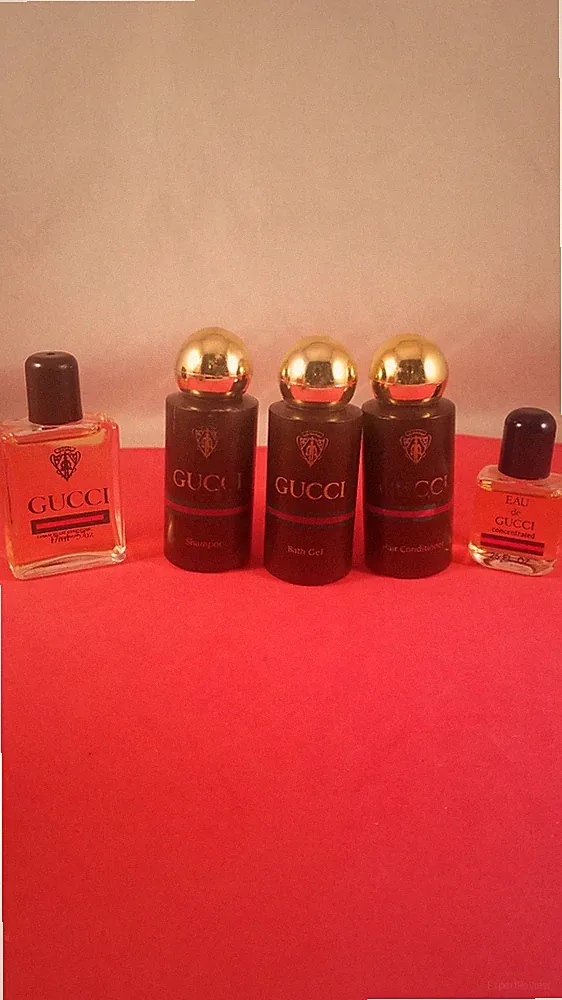 Vtg. GUCCI Mens .17ml Cologne, Womens .25oz + Hair & Body Care Prod.